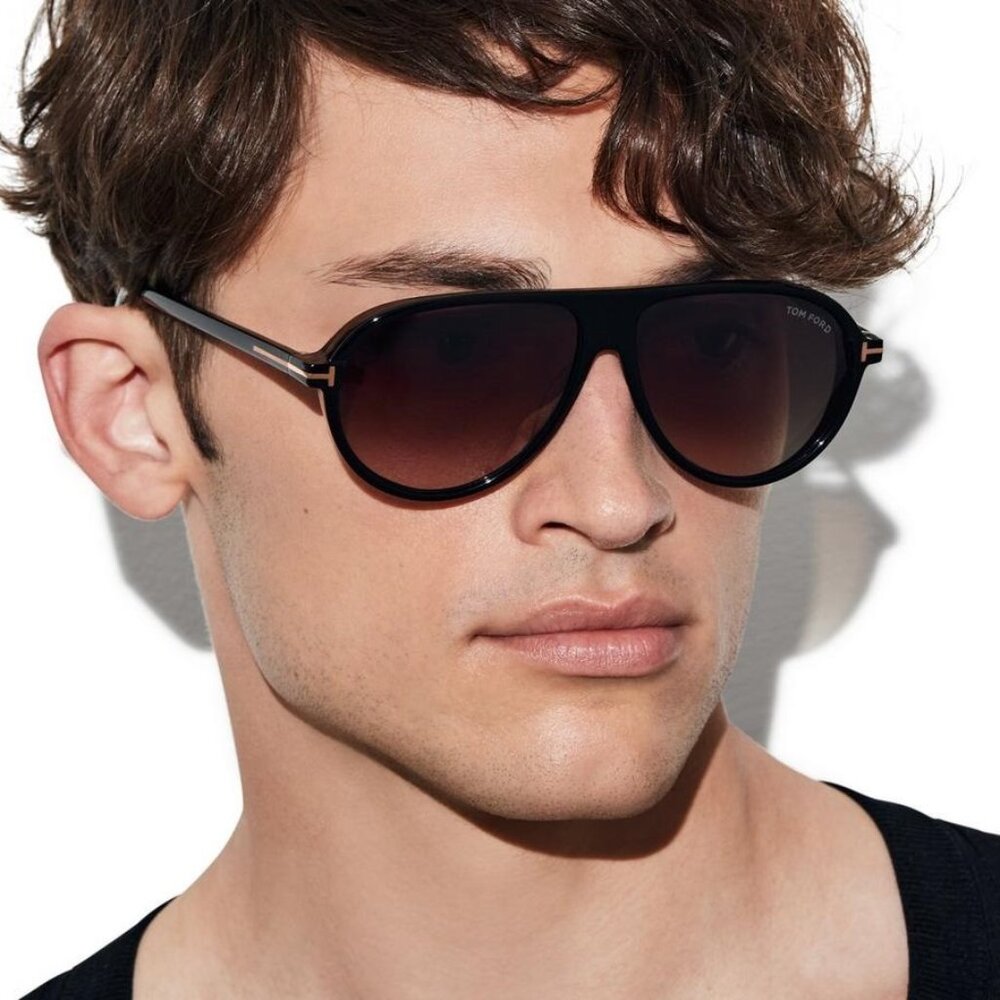 Tom Ford Black Gradient Lens Aviator Sunglasses